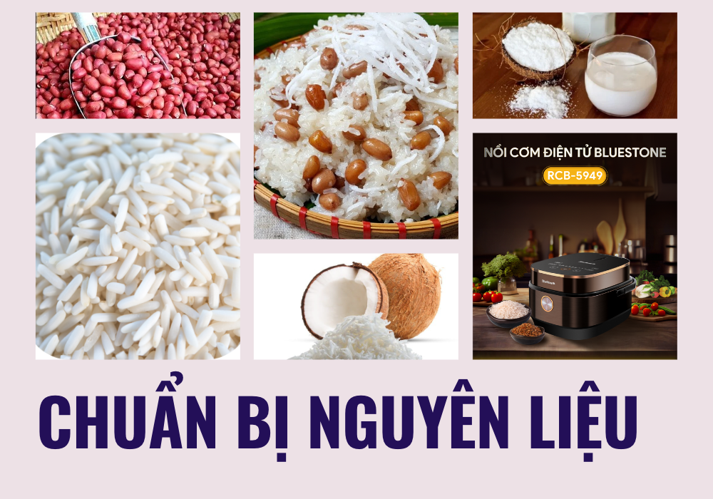 chuẩn bị nguyên liệu nấu xôi lạc bằng nồi cơm điện