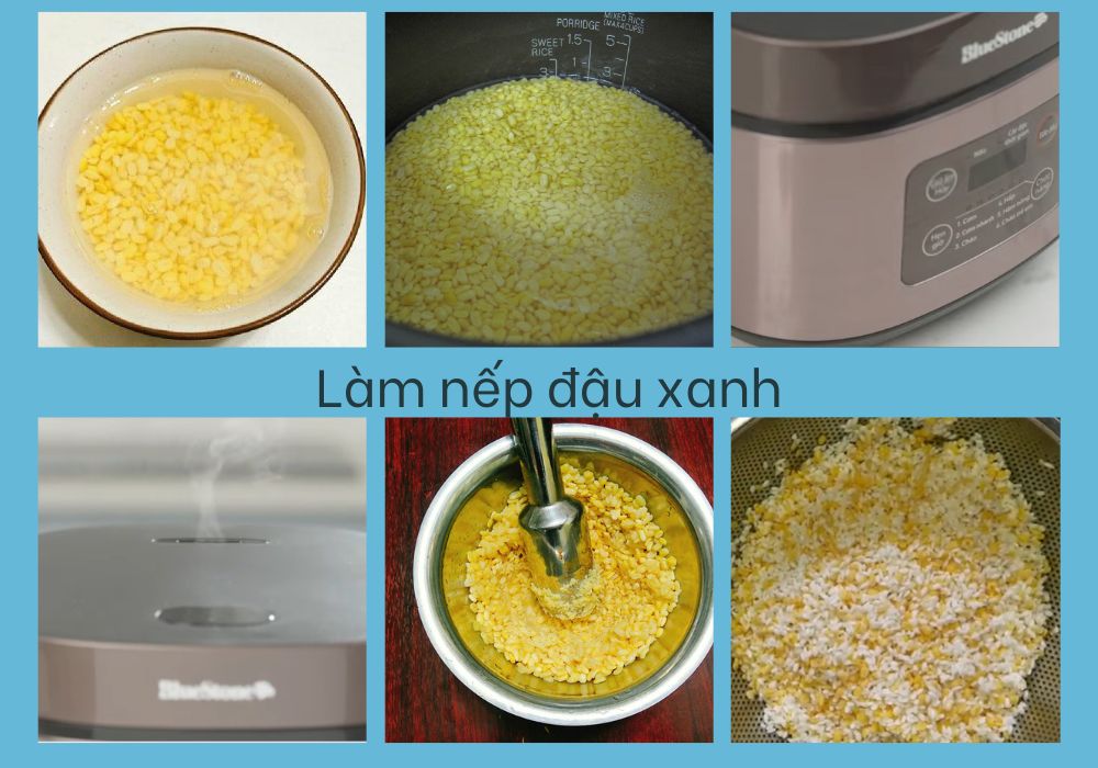 Làm nếp đậu xanh bằng nồi cơm điện