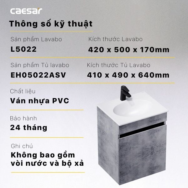 Bộ tủ lavabo Caesar L5022+EH05022ASV - Bùi Minh