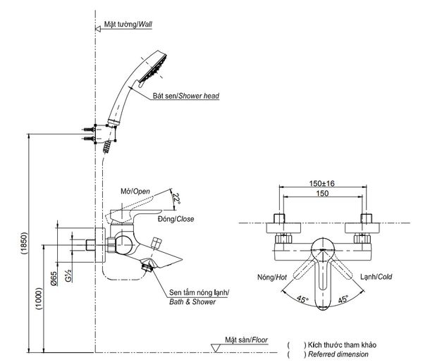 Bộ sen tắm Toto TBS01302V/TBW03002B - Bùi Minh