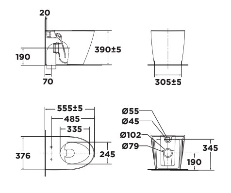 Bản vẽ kỹ thuật bồn cầu đặt sàn American Standard 3229B-WT - Bùi Minh