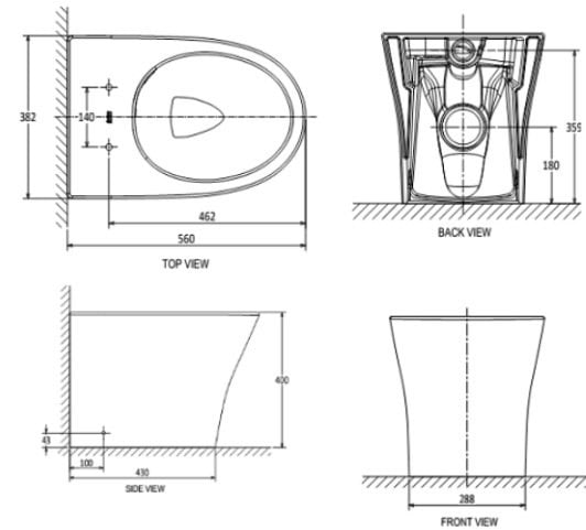 Bản vẽ kỹ thuật bồn cầu đặt sàn American Standard VF-2141S - Bùi Minh