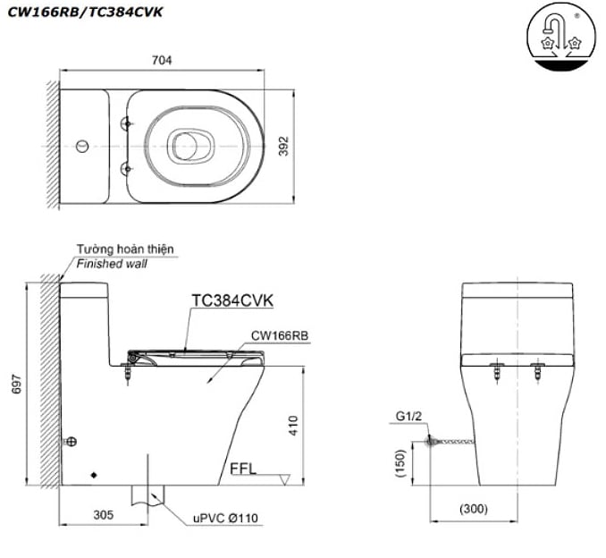 Bàn cầu TOTO CW166RB#XW - Bùi Minh