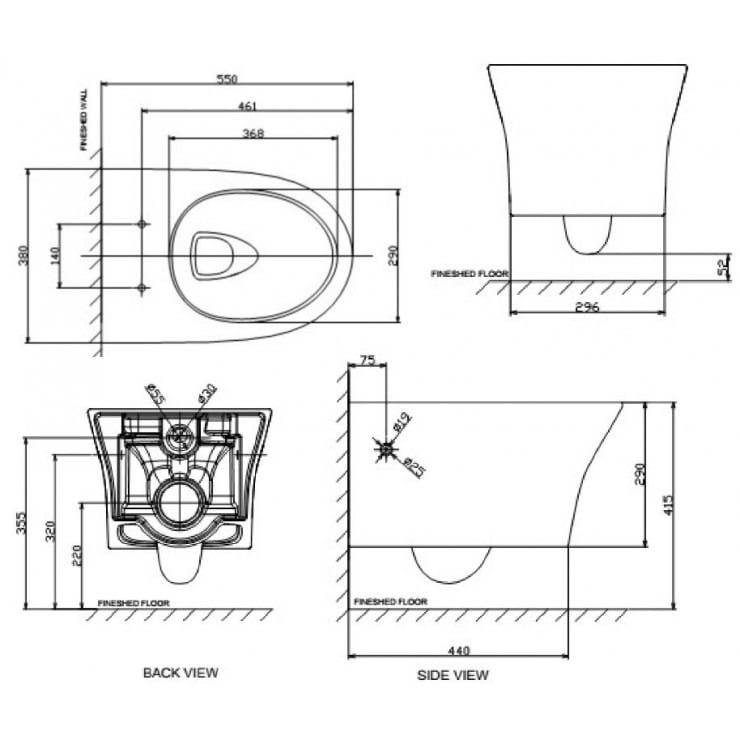 Bản vẽ bồn cầu treo tường American Standard WP-2140 - Bùi Minh