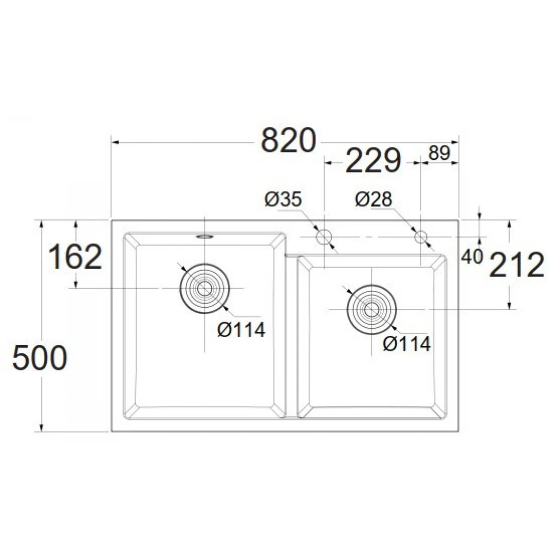 Bản vẽ Chậu bếp hai hộc màu đen American Standard FFASX902