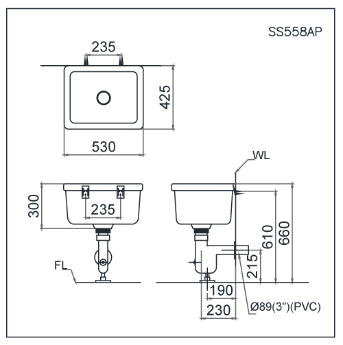 Bản vẽ kỹ thuật Chậu giặt SS558AP - Bùi Minh