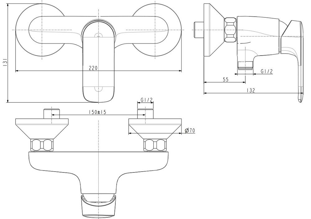 Bản vẽ củ sen chỉnh nóng lạnh American Standard WF-1M12