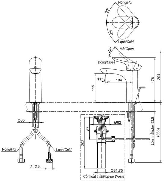 Vòi chậu nóng lạnh Toto TLG01301V - Bùi Minh