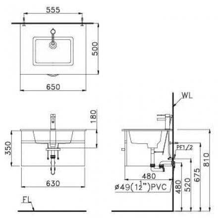 Bản vẽ Bộ tủ lavabo Caesar LF5030+EH15030AV