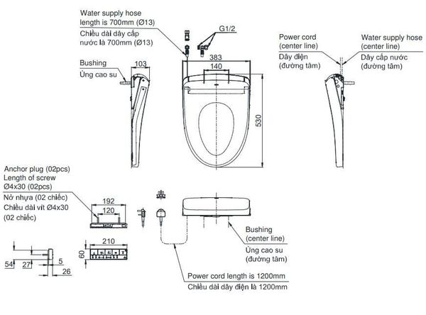 Nắp Rửa Điện Tử Washlet TOTO TCF47360GAANW1 Bùi Minh