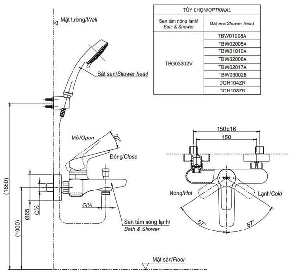 Bộ sen tắm Toto TBG04302VA/DGH108ZR - Bùi Minh