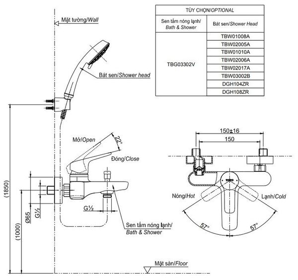 Bộ sen tắm Toto TBG04302VA/DGH104ZR - Bùi Minh