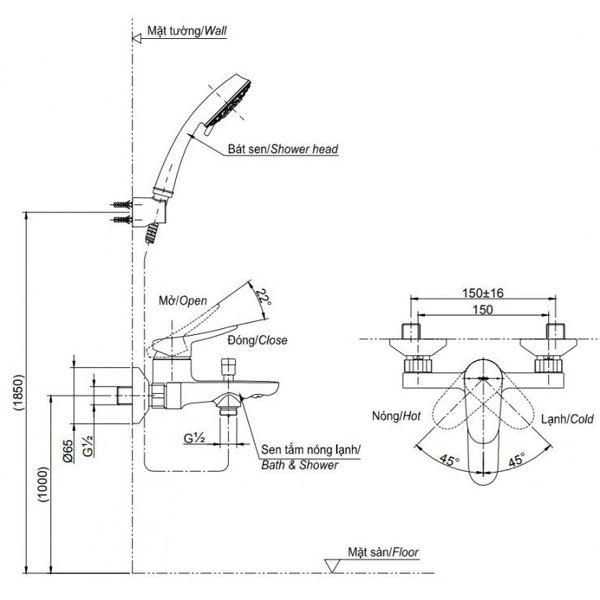 Bộ sen tắm nóng lạnh Toto TBS04302V/TBW07012A - bÙI mINH