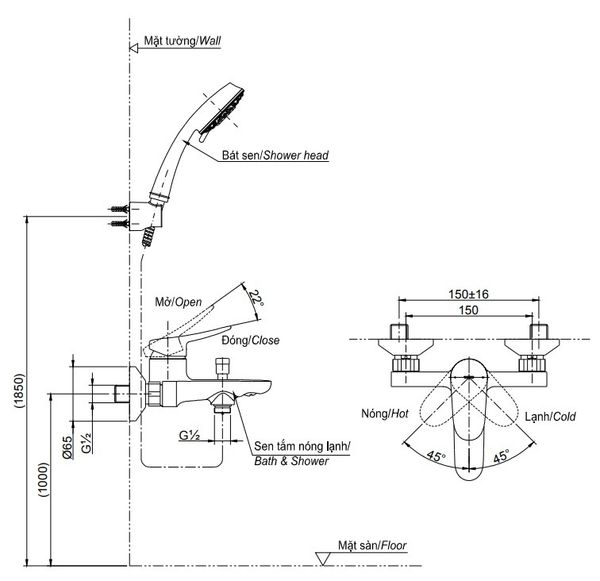 Bộ sen tắm Toto TBG04302VA/TBW07012A - Bùi mINH