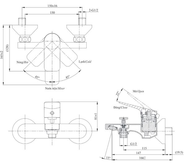 Bộ sen tắm nóng lạnh Toto TTMR302V/TBW03002B - Bùi Minh