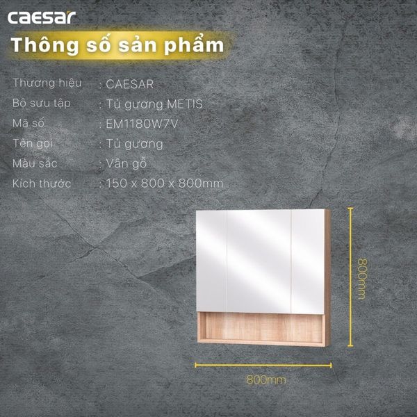 Tủ Gương Treo Phòng Tắm CAESAR EM1180W7V  - Bùi Minh