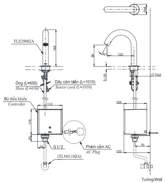 Vòi Chậu Cảm Ứng TOTO TLE29002A - Bùi Minh
