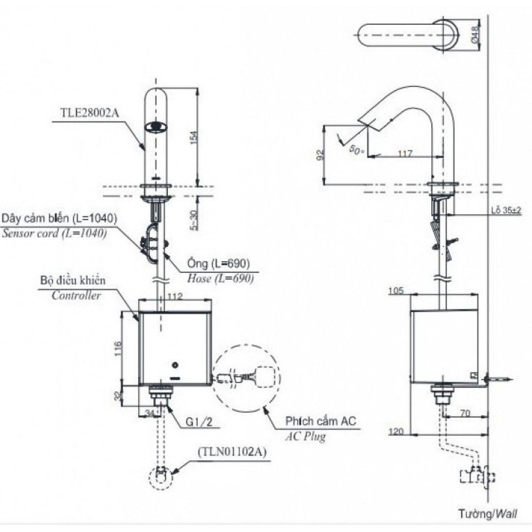 vòi chậu cảm ứng TLE28002V/TLE01502V/TLN01102A - Bùi Minh