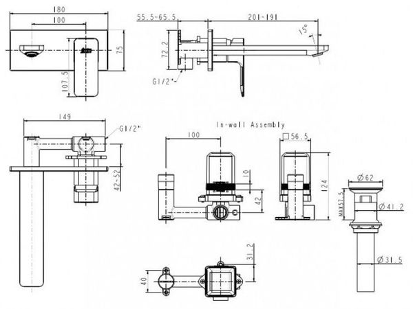 Vòi Lavabo Gắn Tường American Standard WF-1304BHG  Màu Ghi Bùi Minh