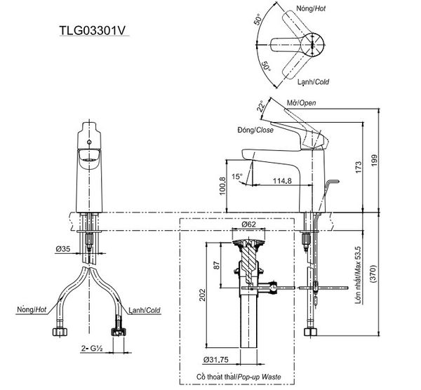 Vòi chậu nóng lạnh Toto TLG03301V - Bùi Minh