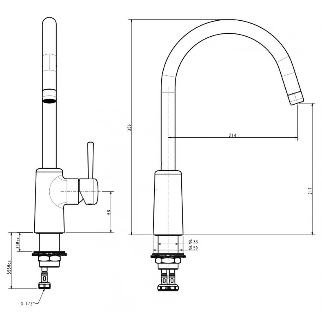 Bản vẽ Vòi bếp nóng lạnh American Standard 1009080000