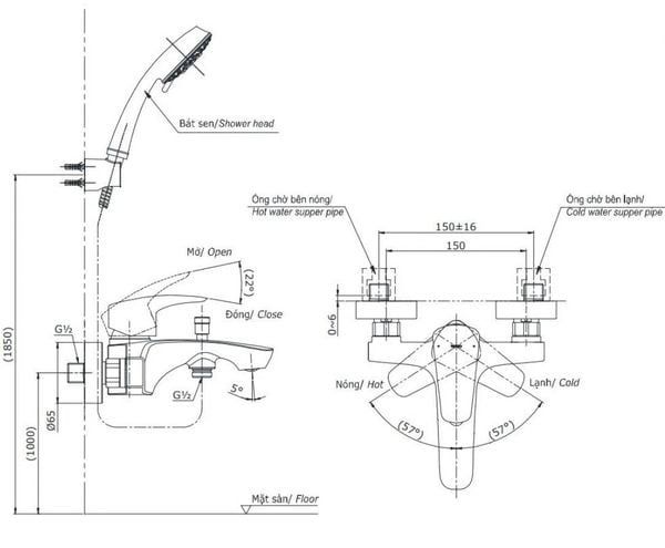 Bộ sen tắm nóng lạnh Toto TBG09302VA/TBW02006V - Bùi Minh