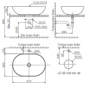 Chậu rửa đặt bàn Viglacera CD19 - Bùi Minh