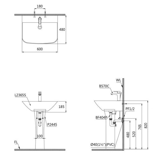 Chậu rửa mặt Caesar L2365 - Bùi Minh