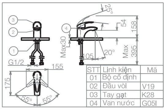 Vòi chậu Viglacera VG104 - Bùi Minh