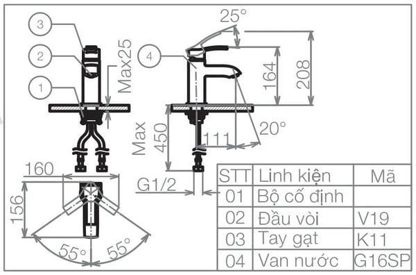 Vòi chậu Viglacera VG111 - Bùi Minh