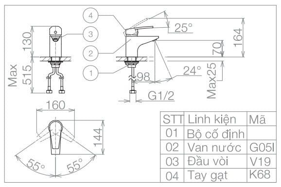 Vòi chậu Viglacera VG168 - Bùi Minh