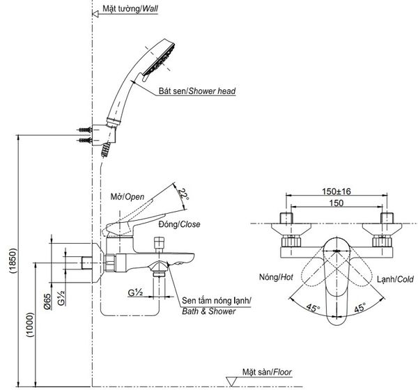 Bộ sen tắm nóng lạnh Toto TBS04302V/DGH108ZR - Bùi Minh