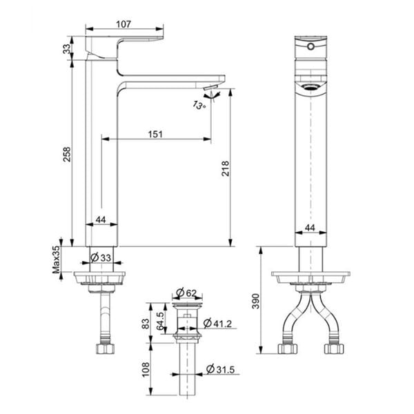 Vòi lavabo nóng lạnh American Standard cổ cao WF-1302 - Bùi Minh
