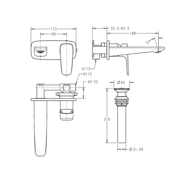 Vòi chậu gắn tường  nóng lạnh American Standard WF-1704  - Bùi Minh