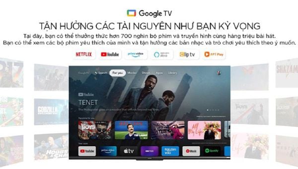 Thư viện giải trí đồ sộ của Google TV có trong tivi Coocaa V-55V8