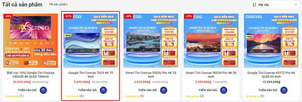 Thực hiện bước đầu tiên bằng cách vào webstie chính thức của Coocaa để lựa chọn sản phẩm