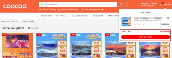 Cách mua hàng trên website của COOCAA cực kì đơn giản