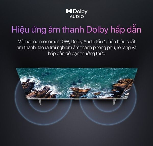 Sống động với loa tivi Coocaa 43S3U giải mã tín hiệu chuẩn Dolby Audio