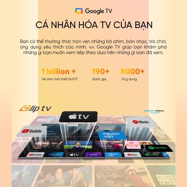 Thư viện nội dung Google TV của Coocaa 65Y72 Pro