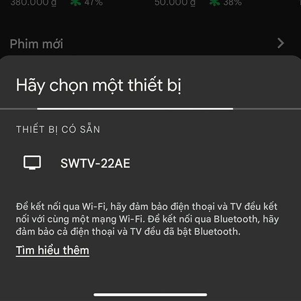 Chọn tivi khi kết nối với Google TV