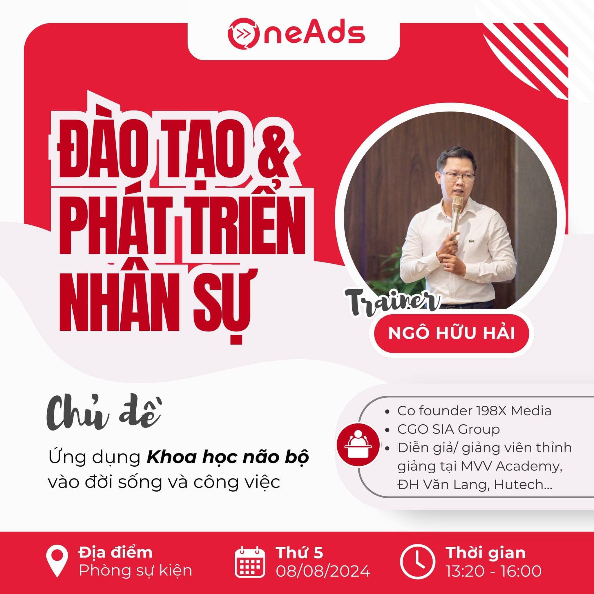 BUỔI ĐÀO TẠO VÀ PHÁT TRIỂN NHÂN SỰ - Chủ đề: Ứng dụng Khoa học não bộ vào đời sống và công việc