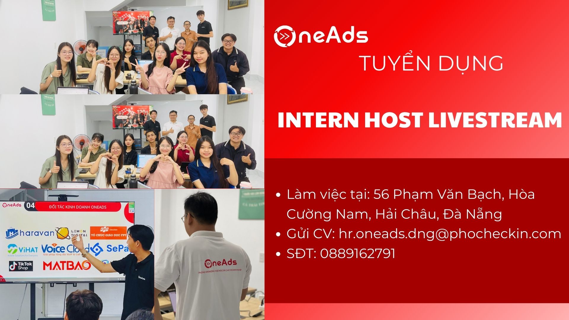Tuyển Dụng Thực Tập Sinh Intern Host Livestream Part-time [56 Phạm Văn Bạch, Hòa Cường Nam, Hải Châu][Đà Nẵng]