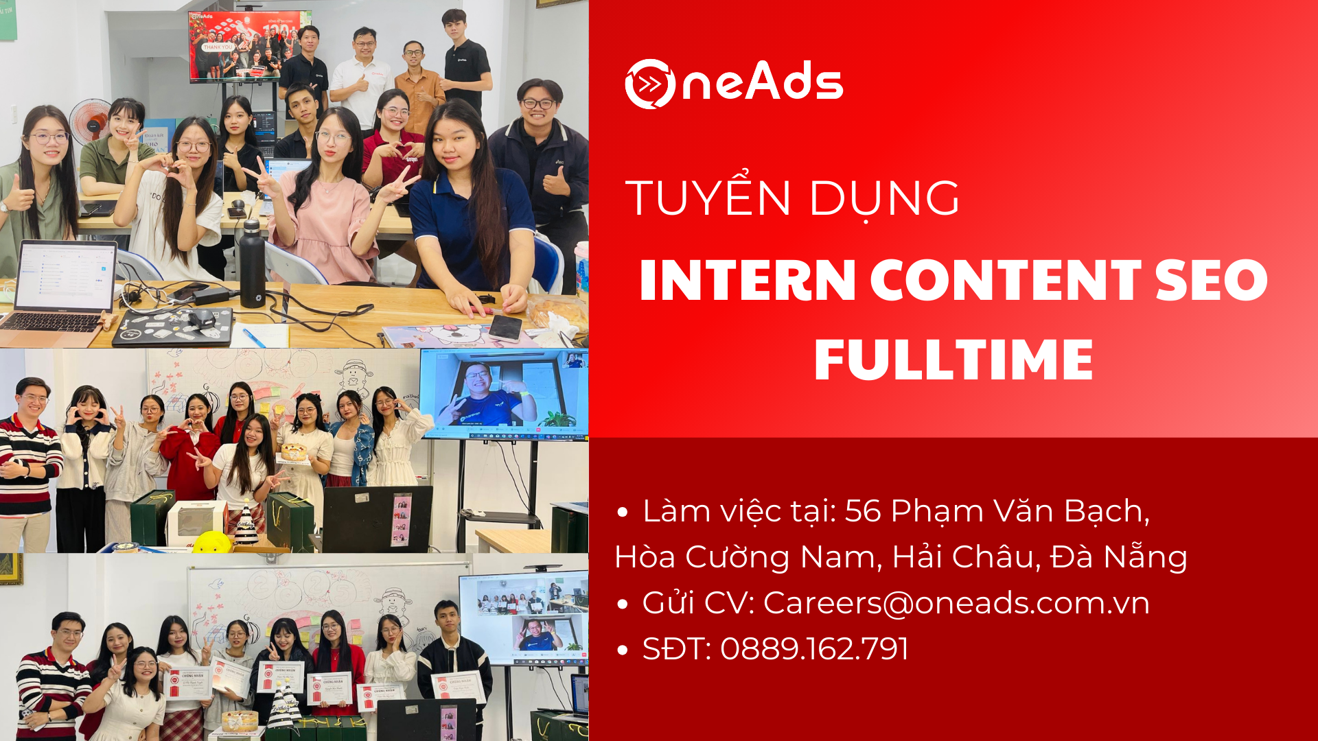 TUYỂN DỤNG THỰC TẬP SINH CONTENT SEO FULLTIME [56 Phạm Văn Bạch, Hòa Cường Nam, Hải Châu][Đà Nẵng]