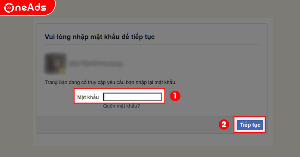Bước 5: Nhập mật khẩu Facebook để xác minh và sau đó nhấn Tiếp tục.