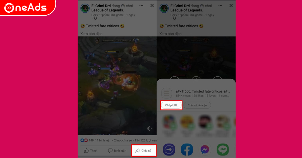 Bước 1: Sao chép link video Facebook (nhấn 