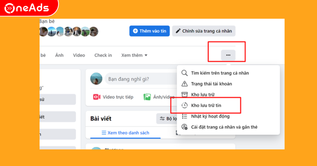 Bước 1: Truy cập Facebook, vào trang cá nhân, tìm story nổi bật và nhấn vào biểu tượng ba chấm trên story muốn lưu.