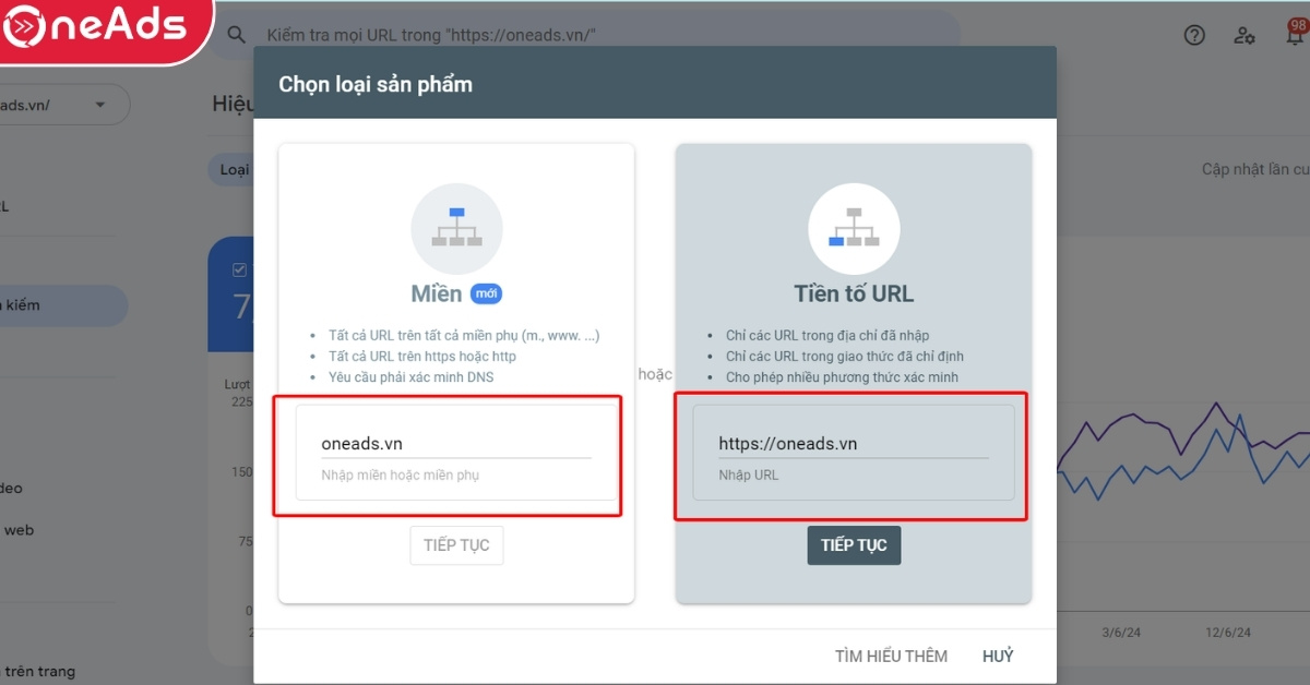 Cách thêm tài sản trong Google Search Console