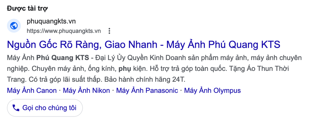 Chiến dịch tìm kiếm Google Search của Phú Quang KTS