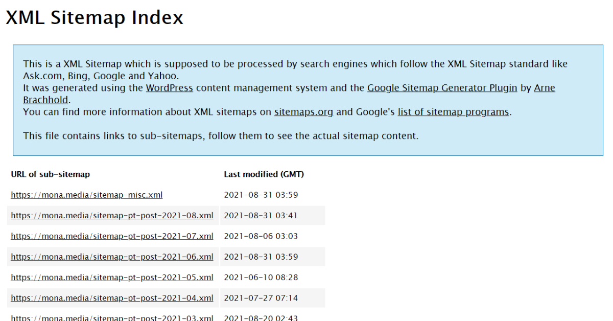 XML Sitemap (dùng cho bot công cụ tìm kiếm)