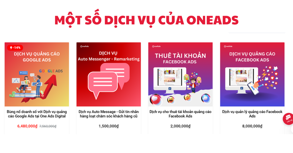 Top 12 Advertising Agency hàng đầu, uy tín - Một số dịch vụ của OneAds